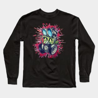 New School Style Zombie Gas Mask Color Effect Art Long Sleeve T-Shirt